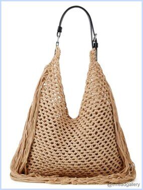Crochet Fringe Hobo Shoulder Bag Woven Womens Large Boho Tote Handbag